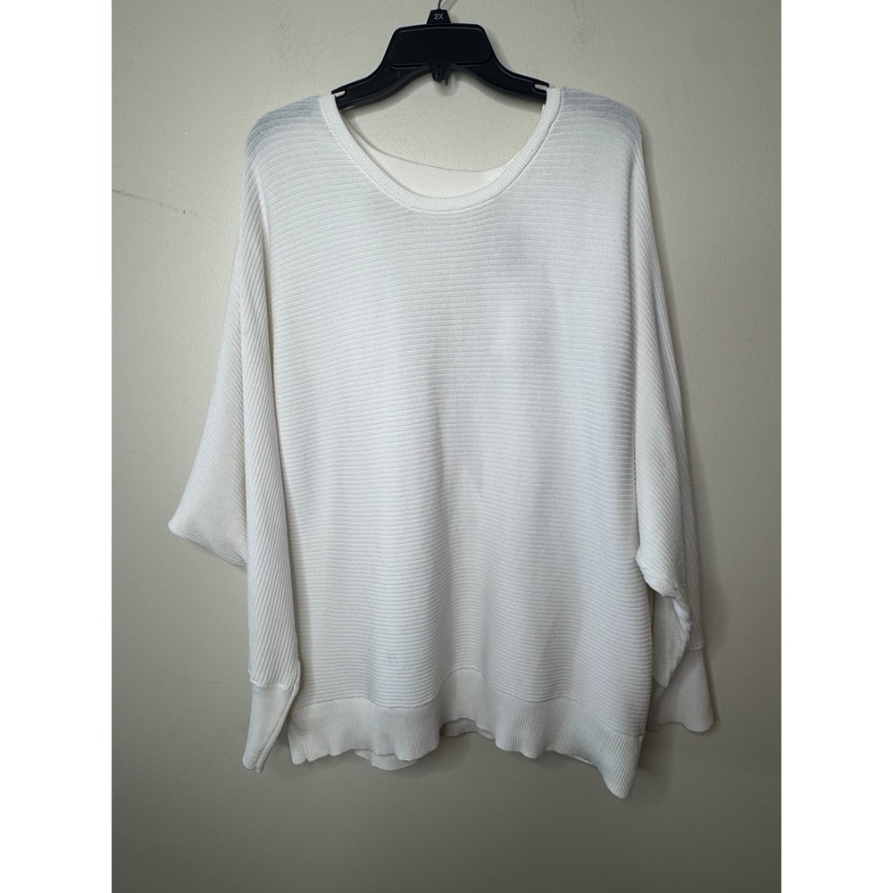 Express Ribbed Dolman Sleeve Surplice Wrap Back Sweater White